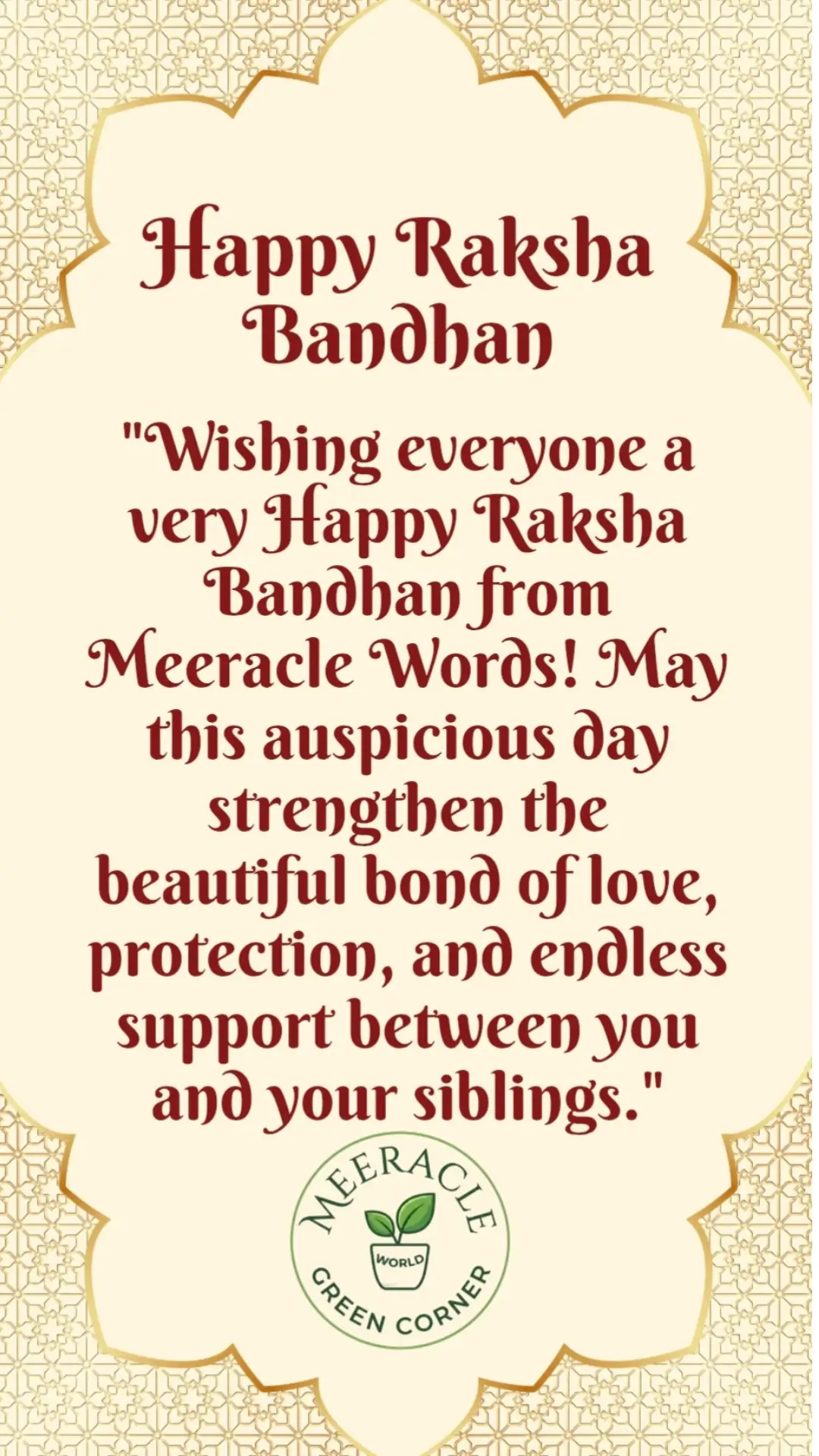 Raksha Bandhan best wishes for meeracle world